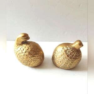 Vintage Pair of Solid Brass Quail Partridges Figurines